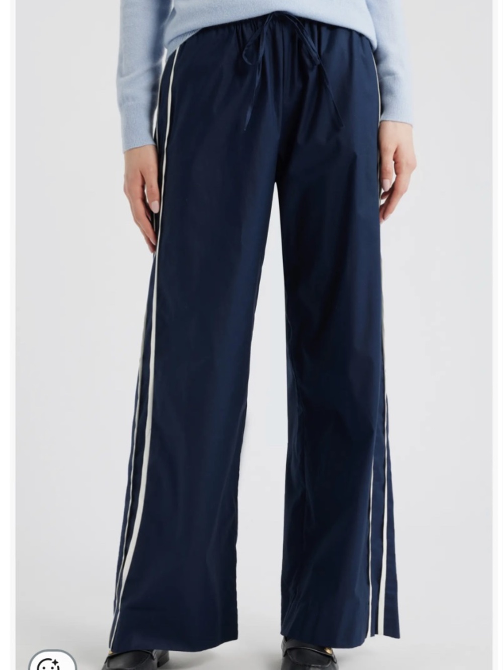 Reformation Julien Wide Leg Poplin Pants Large, MIDNIGHT